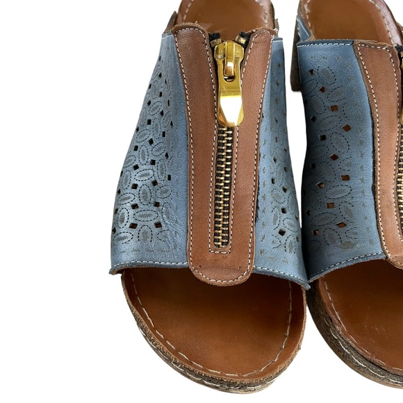 Y2K Leather Platform Clogs | Bonavi Europe La Pinta Wedge Sandals Sz EU40 US10 - Picture 3 of 11